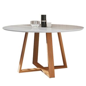 Mesa de Jantar Paris Redonda 130cm Laca Branca