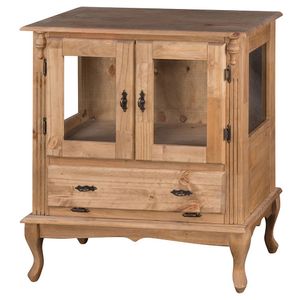 Cristaleira Antique 2 Portas de Vidro 1 Gaveta Cera Clara