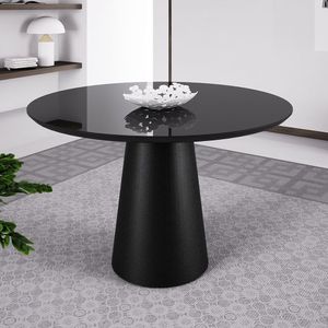 Mesa de Jantar Redonda Cone Diâmetro 120cm Laca Preta