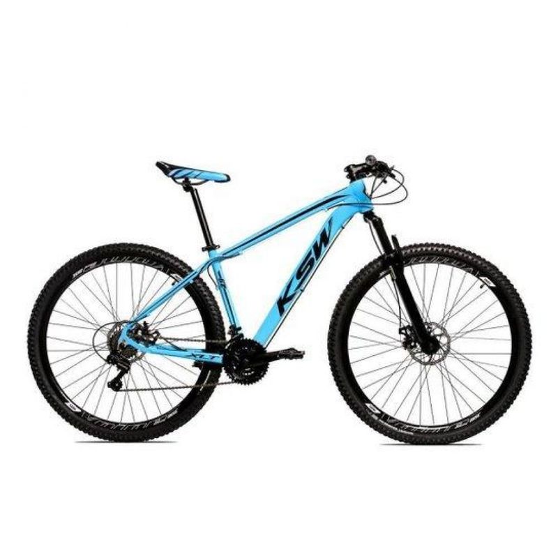 Bicicleta Aro 29 Ksw 24 Marchas Freio Hidráulico e Suspensão - Branco+Preto