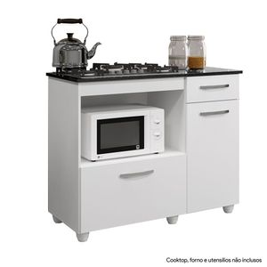 Balcão Para Cooktop 2 Portas 1 Gaveta Violeta Kaiki Móveis Branco