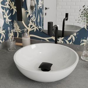 Cuba Pia Banheiro Venus Torneira Inox Valvula Click Black Branco Branco