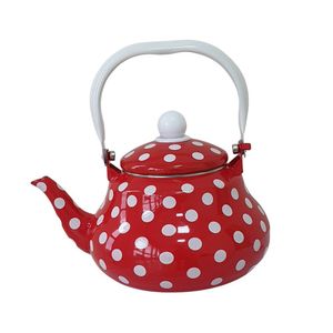 Chaleira Esmaltada 1,5L Vermelha Com Bolinhas