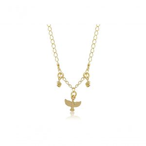 Tornozeleira Pingente De Espirito Santo Folheado Em Ouro 18K