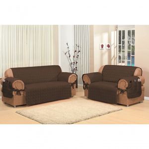 Capa Protetora De Sofa Microfibra 02 E 03 Lugares Marrom