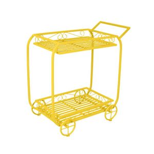 Carrinho Jardineira/Floreira Porta Vasos Em Aço Amarelo