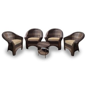 Conjunto de Poltronas Fibra Sintética e 1 Mesa Centro