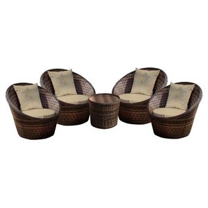 Conjunto de Poltronas Fibra Sintética e 1 Mesa Centro