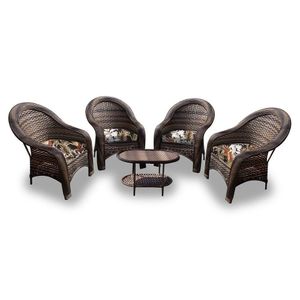 Conjunto de Poltronas Fibra Sintética e 1 Mesa Centro
