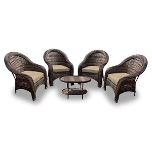 Conjunto de Poltronas Fibra Sintética Karibe e 1 Mesa Centro