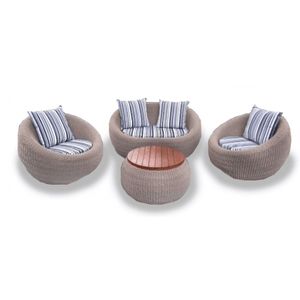 Conjunto de Sofá Fibra e 2 Poltronas e 1 Mesa Centro