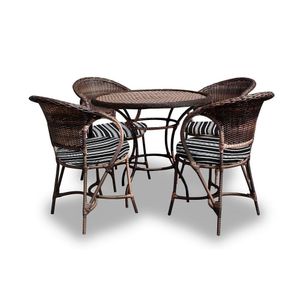 Conjunto De Mesa 4 Poltronas + 1 Mesa Friso Preto