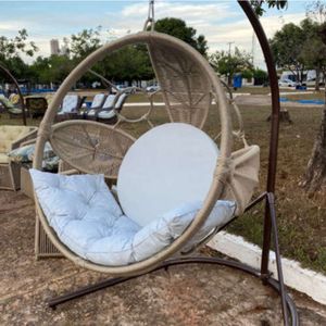 Balanço Flor Em Corda Náutica Areia - Tecido Duna Cru