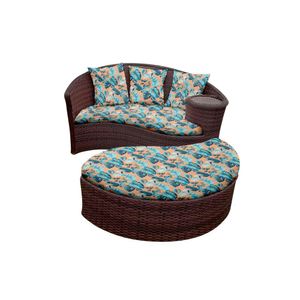 Chaise Orbit Com Puff - Tecido Costela De Adão Azul
