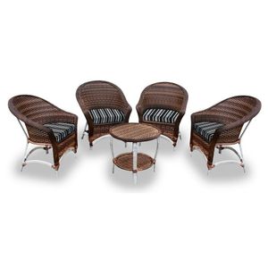 4 Poltronas + 1 Mesa Centro Friso Preto
