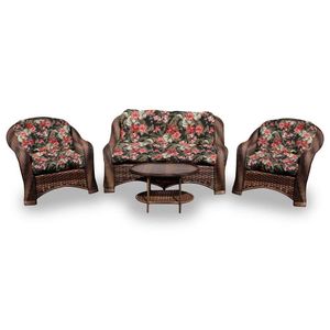 Conjunto De Sofá Fibra Sintética Melo - 1 Sofá 2 L + 2 Poltronas + 1 Mesa Centro - Tecido Maui Preto