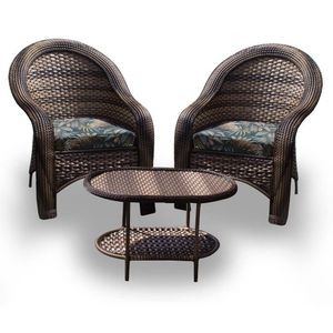 Conjunto De Poltronas Fibra Sintética Karibe-2 Poltronas+1 Mesa Centro- Palmares Petróleo