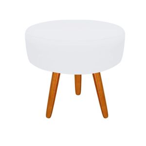 Puff Decorativo Lavinia Suede Pes Castanho Branco