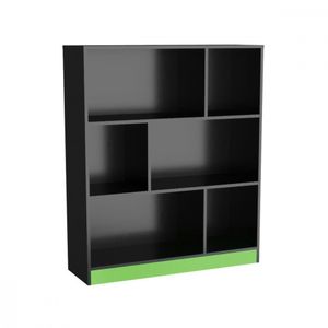 Estante B25 Com Nichos Nova Mobile Preto Com Verde