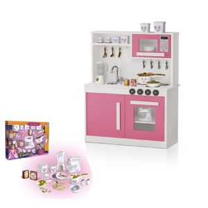 Cozinha Infantil Rosa Perfeita Pia Fogão Mdf + Brinquedo