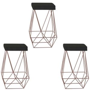 Kit 3 Puffs Luci Cor Bronze Assento Preto gatmagazine