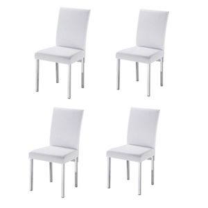 Kit 4 Cadeiras Para Sala De Jantar-Assento Sintético Branco