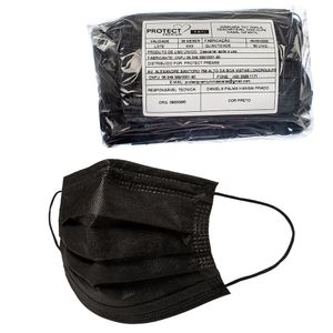 Mascara Descartavel Cirurgica Tripla Preta 50 Unidades