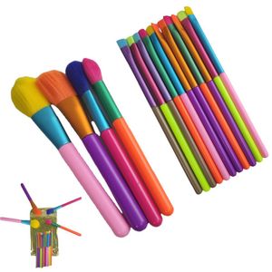 Pincel Maquiagem Kit 15 Peças Neon Portatil Colorido