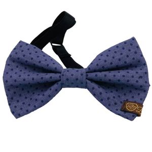 Gravata Borboleta Em Algodão Com Elástico - Bolinhas Azuis