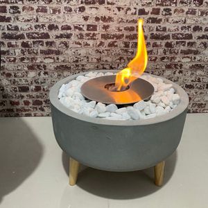 Lareira Ecológica Circle Cinza álcool Pedras Brancas 37 Cm