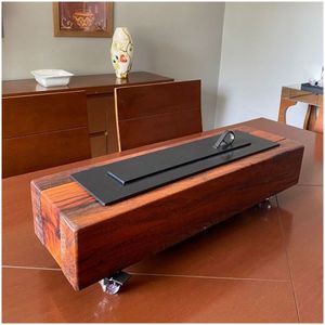 Lareira Ecológica No Dormente Com Rodinhas E Queimador Em Ferro 65x 20cm Bromo