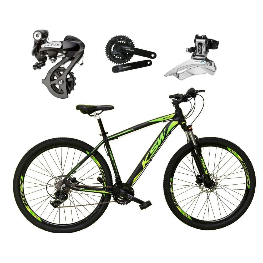 Bicicleta Ksw Xlt 2020 Disc H T19 Aro 29 Susp. Dianteira 24 Marchas - Preto/verde
