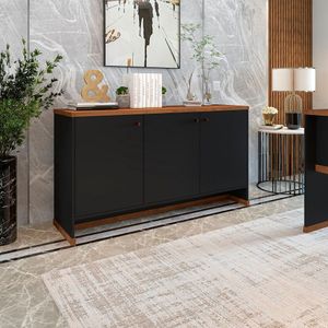 Aparador Buffet 3 Portas Tampo Mdp 25mm Preto/naturale