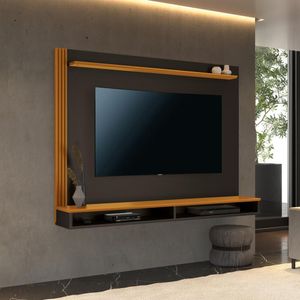 Painel Para Tv Até 55" Ripado Quênia 140cm Preto/cedro