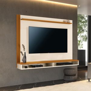 Painel Para Tv Até 55" Ripado Quênia 140cm Offwhite/cedro
