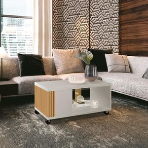 Mesa De Centro Ripada Com Mesa Para Notebook Havaí Fendi/freijó