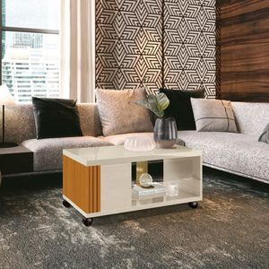 Mesa De Centro Ripada Com Mesa Para Notebook Havaí Offwhite/cedro