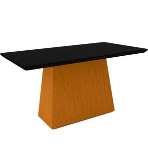 Mesa De Jantar 6 Lugares Tampo De Madeira Com Vidro 1,60cm