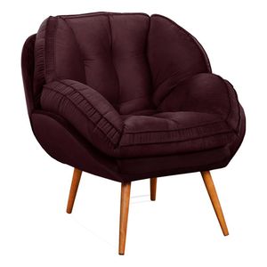 Poltrona Com Pés Palito évora Suede Veludo Marsala Konfort