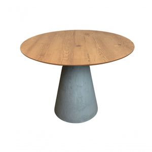 Mesa De Apoio Cone Base Cimento Texturizado - Tampo Mezzo Castani 60 Cm Altura 60 Cm Cor Cinza Claro