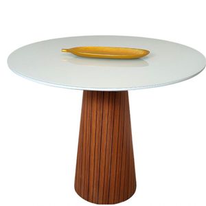 Mesa De Jantar Cone 80 Cm + Vidro Branco