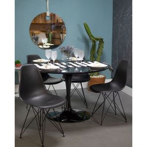 Mesa De Jantar Tulipa Saarinen Redonda 80 Cm Preto