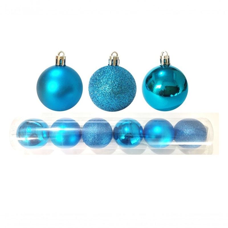 Kit 3 Bolas de Natal Decoradas Glitter Enfeite para Arvore Decoração  Natalina 7,5 cm Tok da Casa Azul Claro