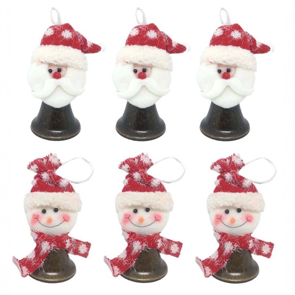 Jogo Papai Noel e Boneco de Neve Pendente Estrela Pelúcia Rústico 14cm 8  Unidades - Master Christmas