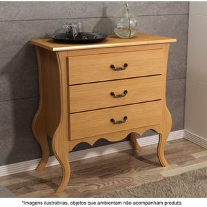 Cômoda Para Quarto 3 Gavetas Em Madeira Maciça Geórgia Mel - Straub Web