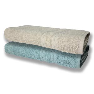 2 Toalhas Super Felpudas Grande E Grossa Algodão 80x150 Bege+verde Claro