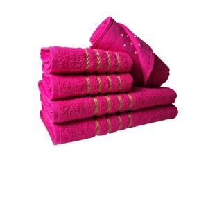 Jogo De Toalha 2 Banho 2 Rosto 1 Piso - 5pçs Coleção Dubai 100% Algodão Pink