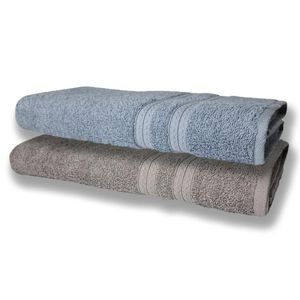 2 Toalhas Super Felpudas Grande E Grossa Algodão 80x150 Azul+cinza
