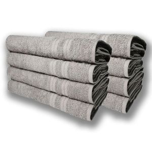 Kit 8 Toalhas De Banho Lisboa 100% Algodão 430g/m 80x150cm Cinza