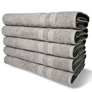 Kit 5 Toalhas De Banho 430g/m² Grande Grossa 80x150cm Lisboa Cinza